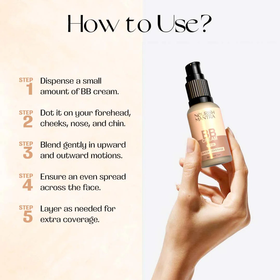 BB Cream SPF 25 Sheer Coverage 15ml- Nourish Mantra