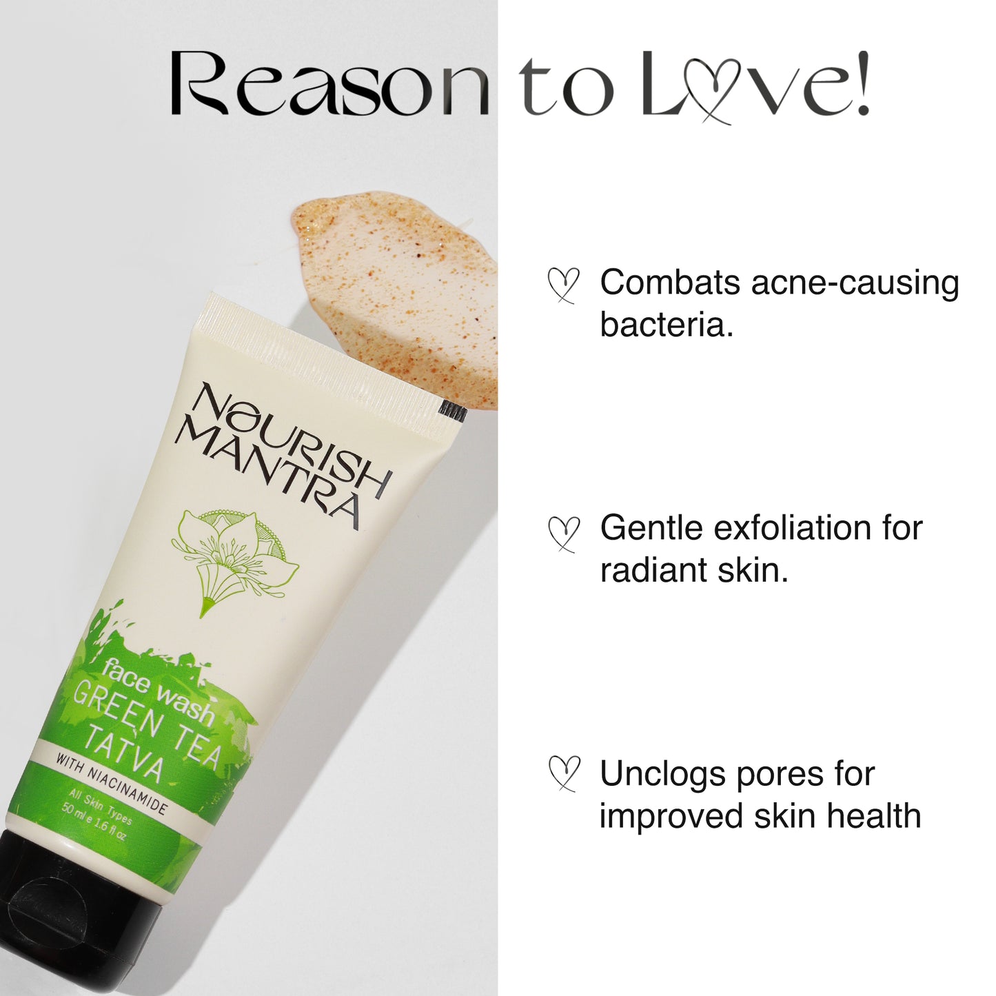 Green Tea Face Wash 50g - Nourish Mantra