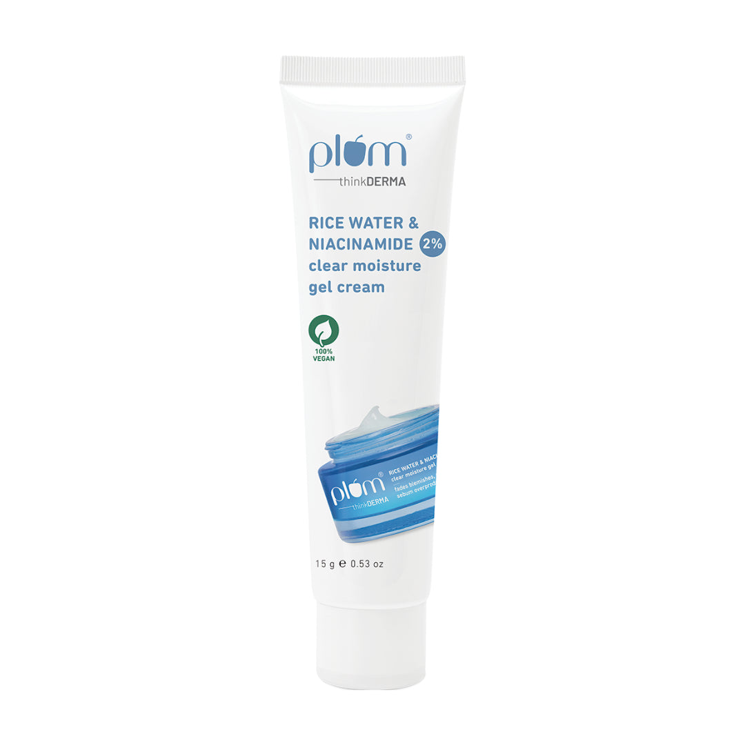 Plum think DERMA 2% Niacinamide & Rice Water Clear Moisture Gel Cream - (15g)