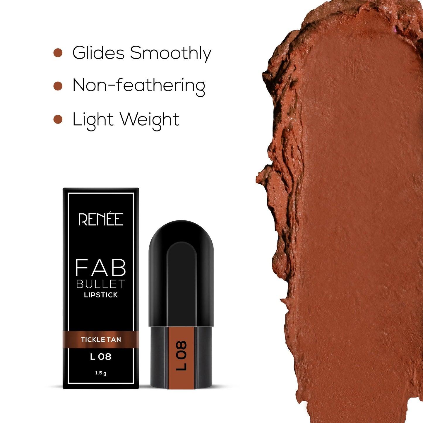 Renee Fab Bullet Lipstick - L 08 Tickle Tan (1.5g)