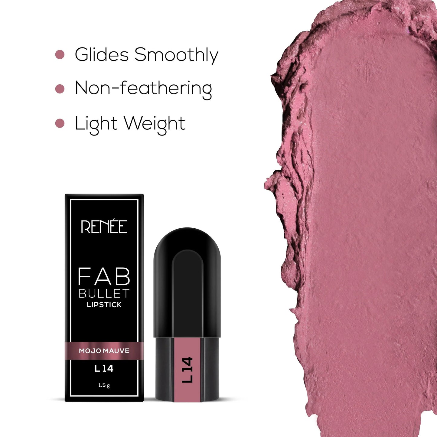 Renee Fab Bullet Lipstick - L 14 Mojo Mauve (1.5g)