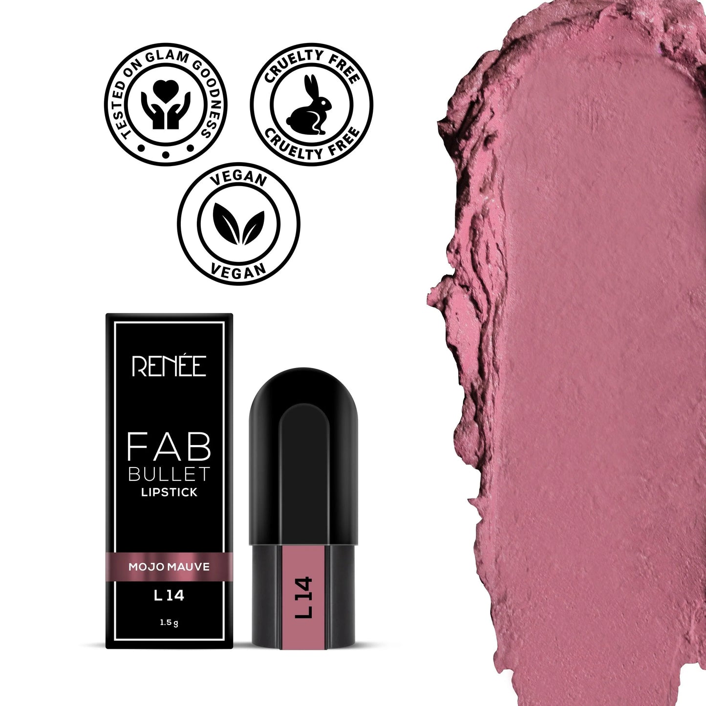 Renee Fab Bullet Lipstick - L 14 Mojo Mauve (1.5g)