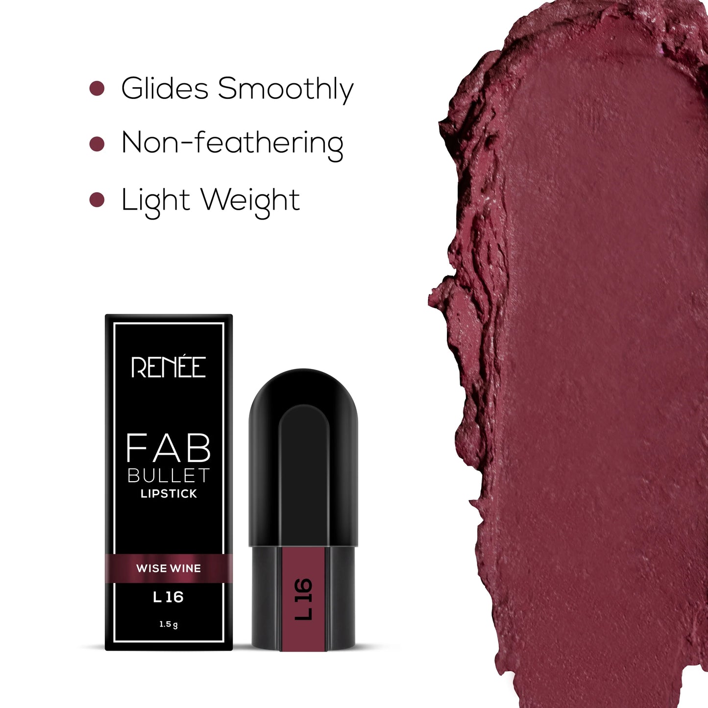 Renee Fab Bullet Lipstick - L 16 Wise Wine (1.5g)