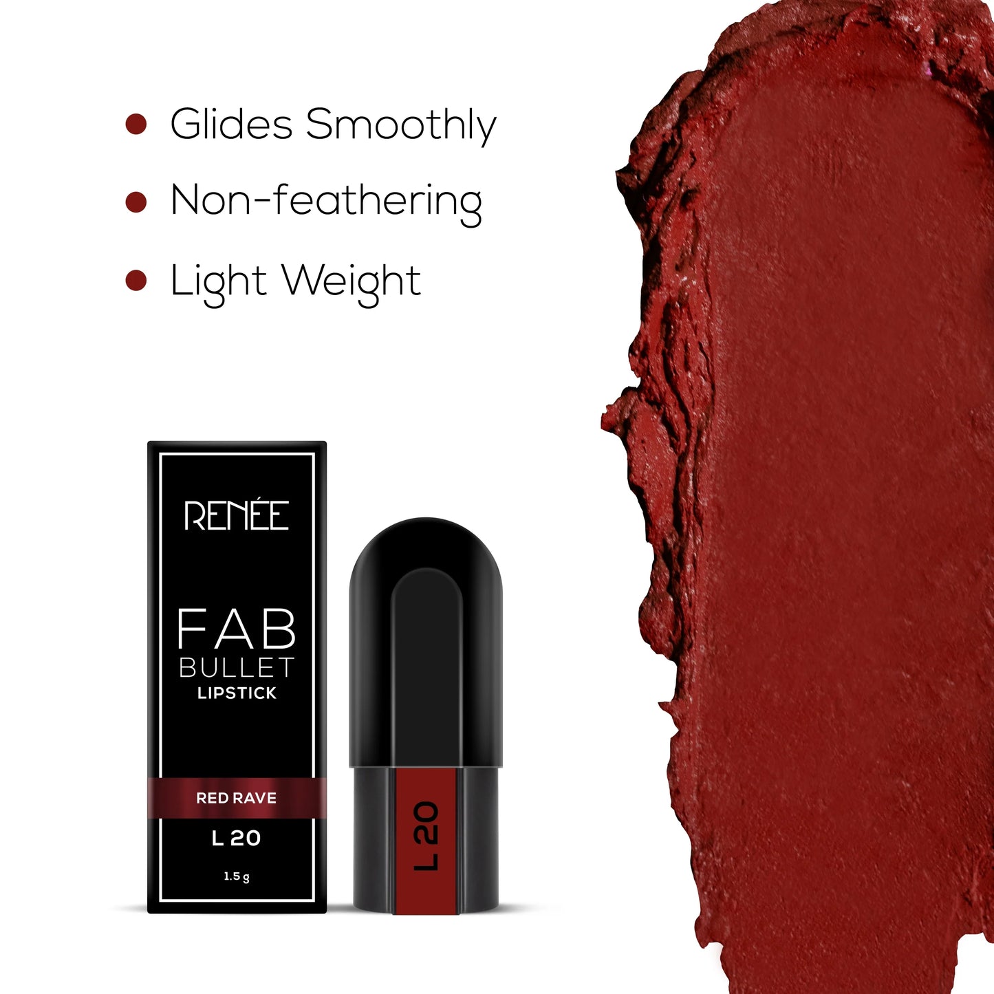Renee Fab Bullet Lipstick - L 20 Red Rave (1.5g)
