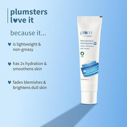 Plum think DERMA 2% Niacinamide & Rice Water Clear Moisture Gel Cream - (15g)
