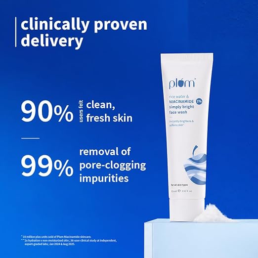 Plum Rice Water 2% Niacinamide Simply Bright Face Wash- 15ml