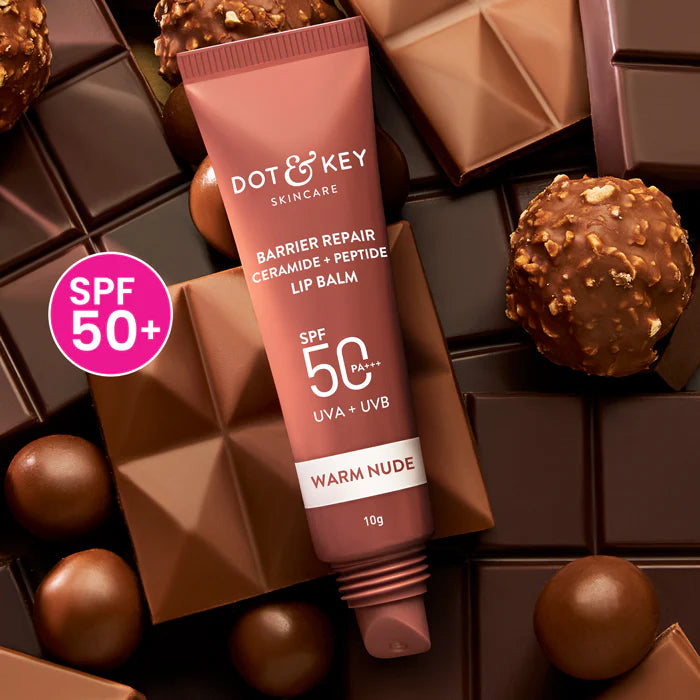 Dot & Key Ceramide & Peptide Barrier Repair Lip Balm SPF 50 PA+++, Warm Nude - 10gm