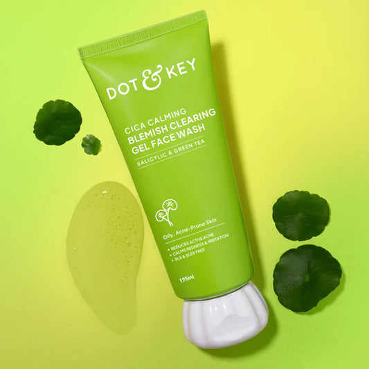 Dot & Key Cica Calming Blemish Clearing Gel Face Wash, Salicylic & Green Tea - 100ml