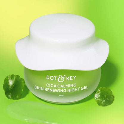 Dot & Key Cica Calming Skin Renewing Night Gel, Niacinamide & Green Tea - 60ml