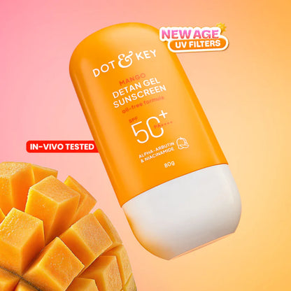 Dot & Key Mango Detan Gel Sunscreen SPF 50+ PA++++, Oil-Free - (50g)