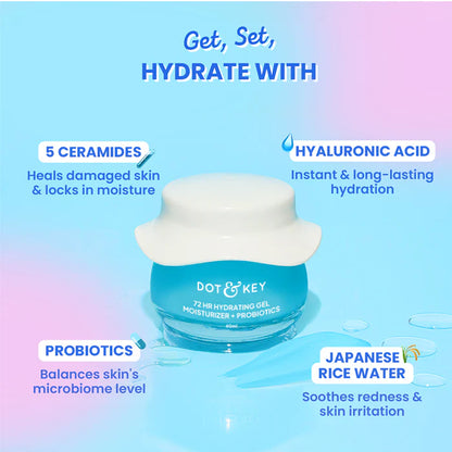 Dot & Key 72HR Hydrating Gel Moisturizer + Probiotics, 5 Ceramides & Hyaluronic - 60ml