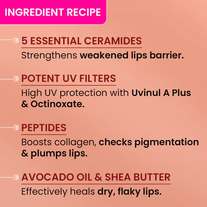 Dot & Key Ceramide & Peptide Barrier Repair Lip Balm SPF 50 PA+++, Warm Nude - 10gm
