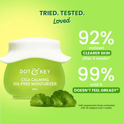 Dot & Key Cica Calming Oil-Free Moisturizer, With Niacinamide, For Oily, Acne-Prone Skin - 60ml
