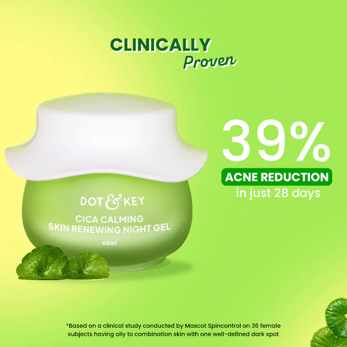 Dot & Key Cica Calming Skin Renewing Night Gel, Niacinamide & Green Tea - 60ml