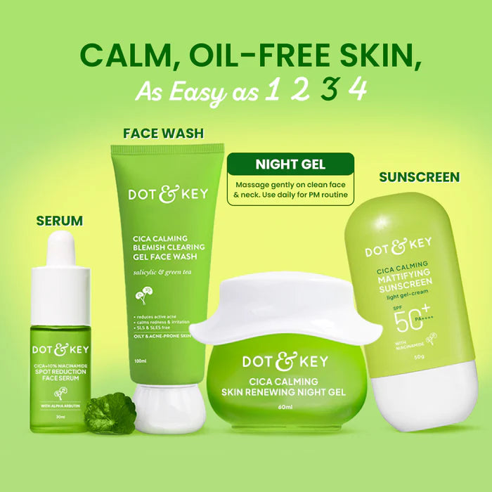Dot & Key Cica Calming Skin Renewing Night Gel, Niacinamide & Green Tea - 60ml