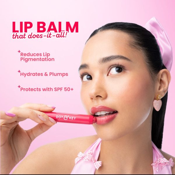 Dot & Key Meltie Lip Balm SPF 50+ PA+++, Strawberry Glaze, 2% Kojic -4g