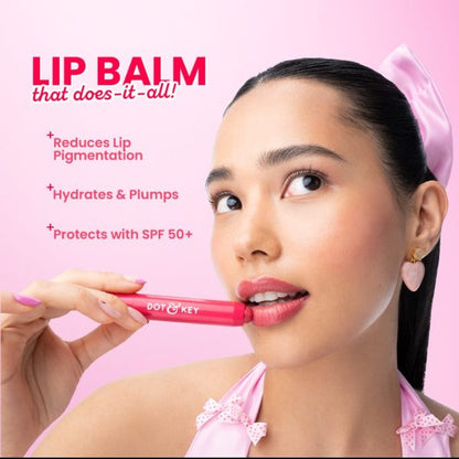 Dot & Key Meltie Lip Balm SPF 50+ PA+++, Strawberry Glaze, 2% Kojic -4g