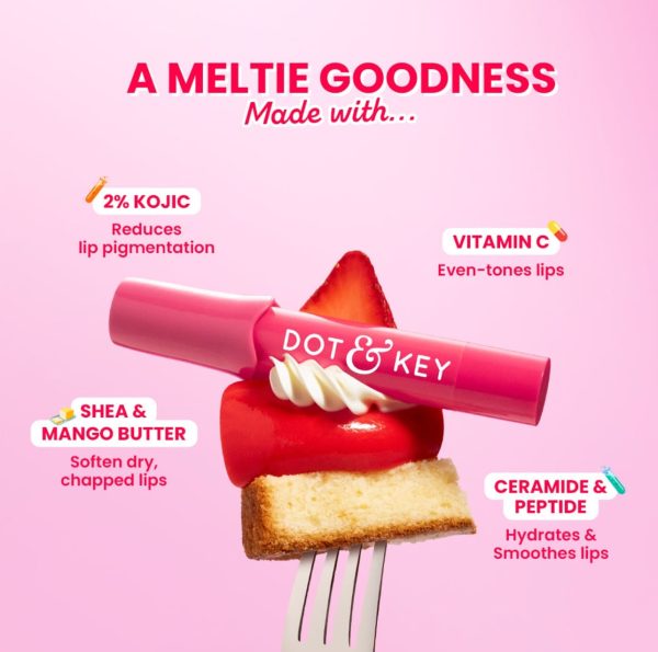 Dot & Key Meltie Lip Balm SPF 50+ PA+++, Strawberry Glaze, 2% Kojic -4g