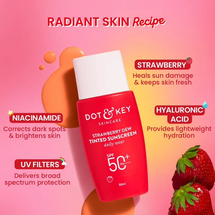 Dot & Key Strawberry Dew Tinted Sunscreen SPF 50+ PA++++ – 07 Caramel - 50g