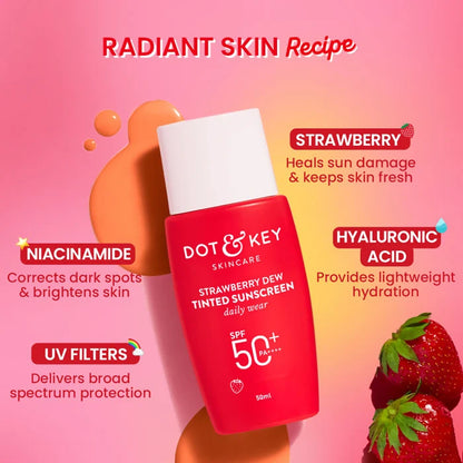 Dot & Key Strawberry Dew Tinted Sunscreen SPF 50+ PA++++ – 07 Caramel - 50g