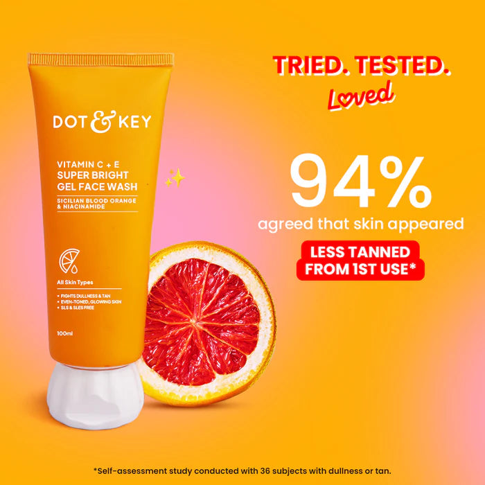 Dot & Key Vitamin C+E Super Bright Gel Face Wash, Sicilian Blood Orange & Niacinamide - 100ml