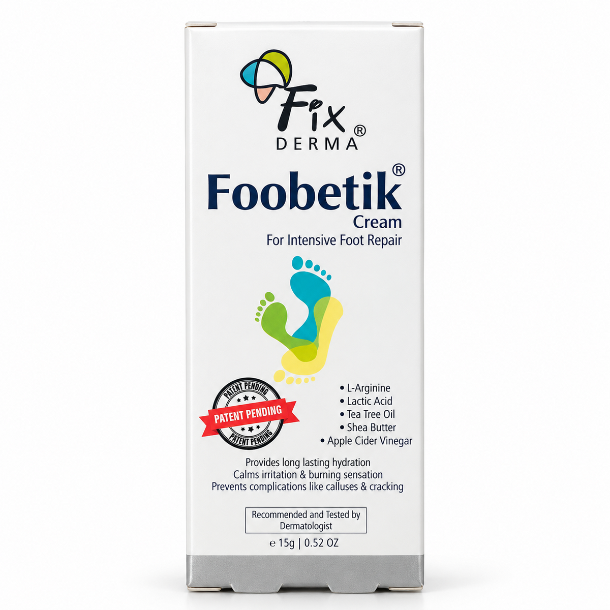 Fixderma Foobetik Cream, Foot Cream for Dry & Cracked Feet, Moisturizes & Repair Feet -15g