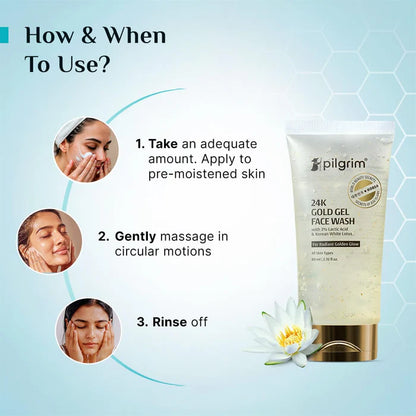 Pilgrim 24k Gold Face Wash with Korean White Lotus - 80ml