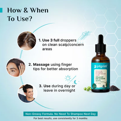 Pilgrim 3% Redensyl 4% Anagain Rosemary Korean Black Rice Hair Growth Serum - 25ml