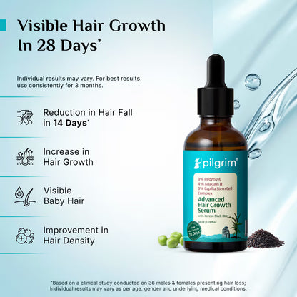Pilgrim 3% Redensyl 4% Anagain Rosemary Korean Black Rice Hair Growth Serum - 25ml