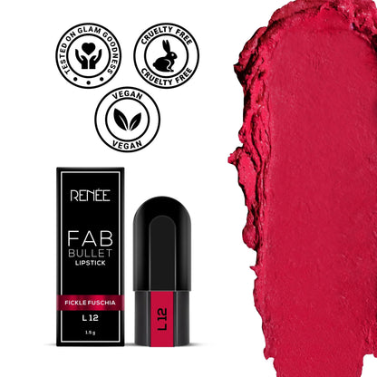 Renee Fab Bullet Lipstick - L 12 Fickle Fuschia (1.5g)