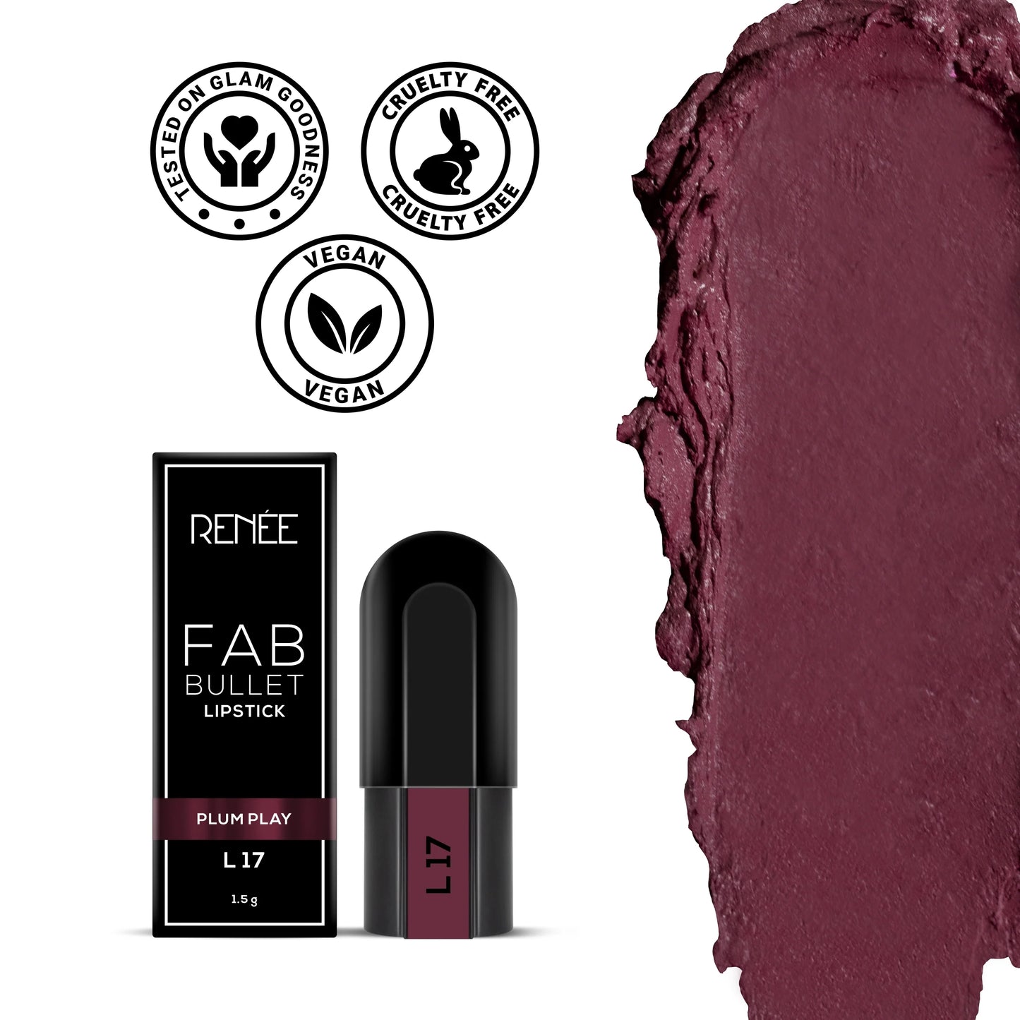 Renee Fab Bullet Lipstick - L 17 Plum Play (1.5gm)