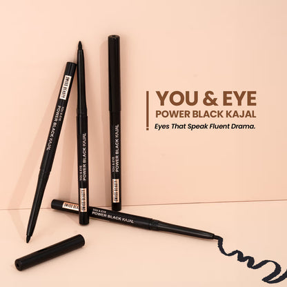 Swiss Beauty You & Eye Power 24Hr Stay Waterproof & Smudge-Proof Kajal with Vitamin E – Black