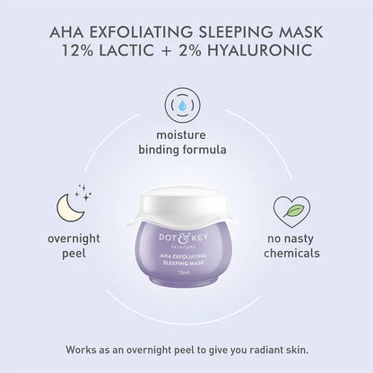 Dot & Key Exfoliating Sleeping Mask 12% Lactic + 2% Hyaluronic acid (15ml)